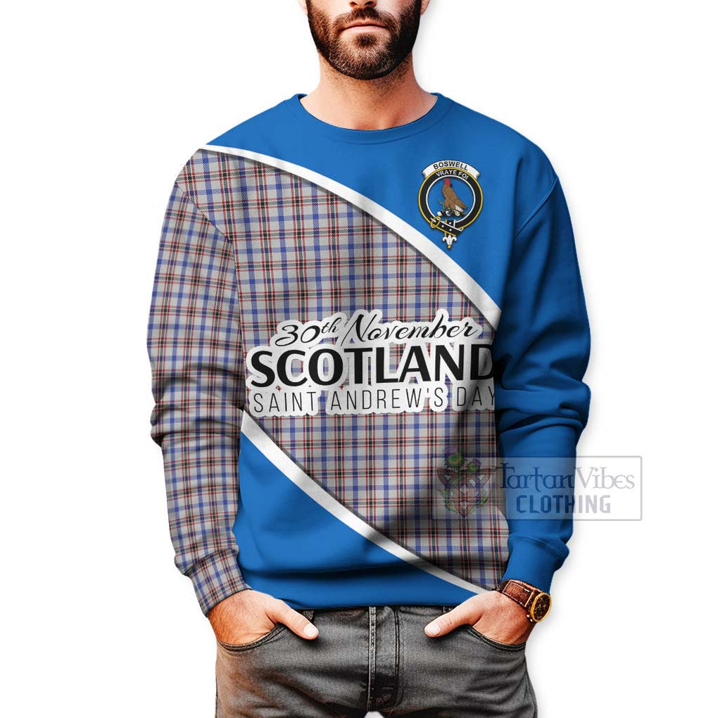 Tartan Vibes Clothing Boswell Family Crest Tartan Sweatshirt Celebrate Saint Andrew's Day in Style