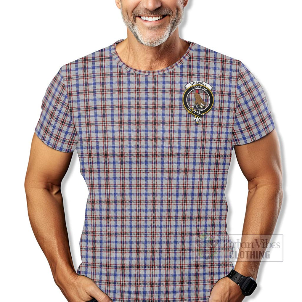 Tartan Vibes Clothing Boswell Tartan T-Shirt with Family Crest Celtic Skull Style