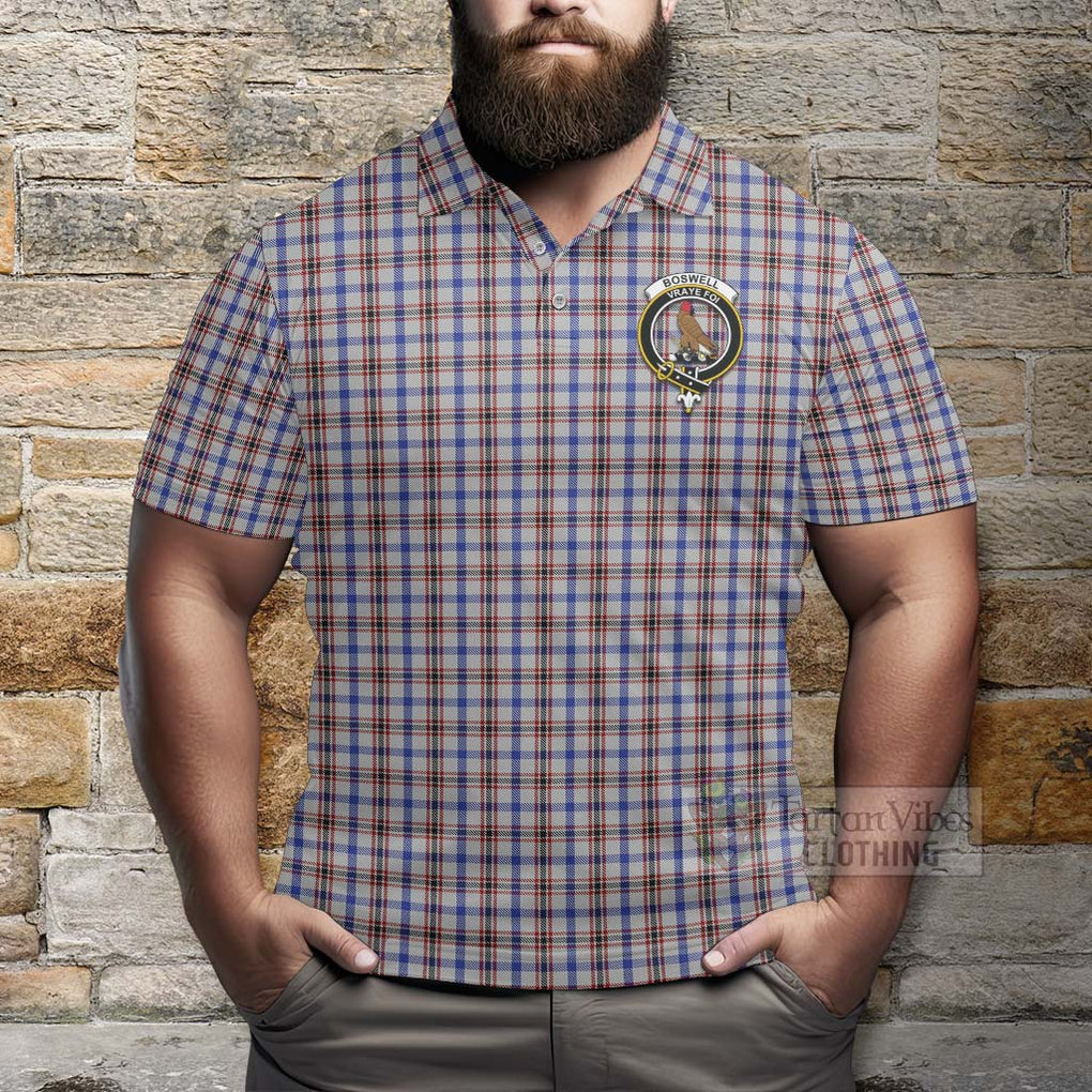 Tartan Vibes Clothing Boswell Tartan Polo Shirt with Family Crest and Bearded Skull Holding Bottles of Whiskey