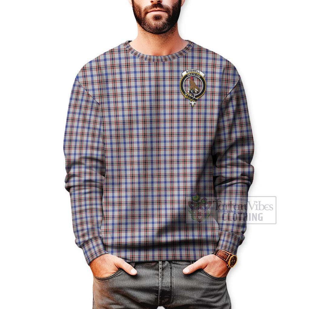 Tartan Vibes Clothing Boswell Tartan Sweatshirt with Family Crest and Bearded Skull Holding Bottles of Whiskey