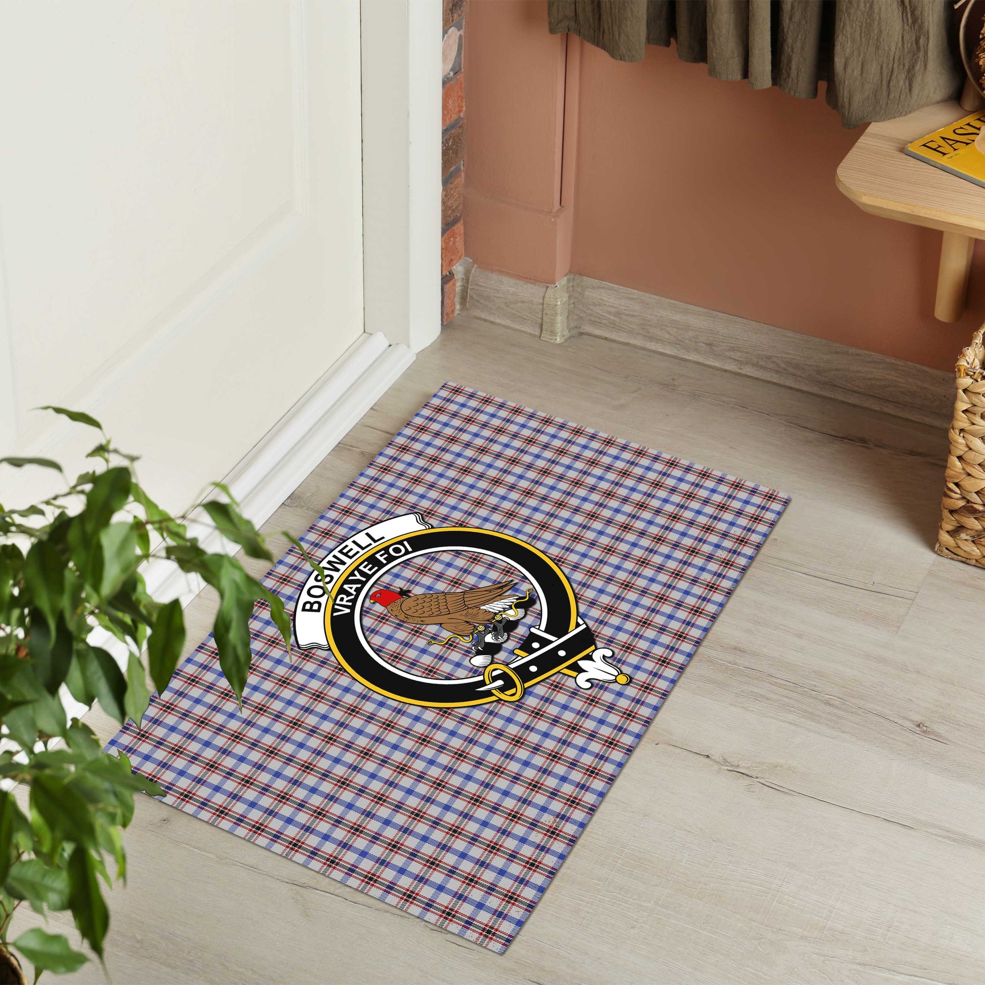 Boswell Tartan Door Mat with Family Crest - Tartanvibesclothing