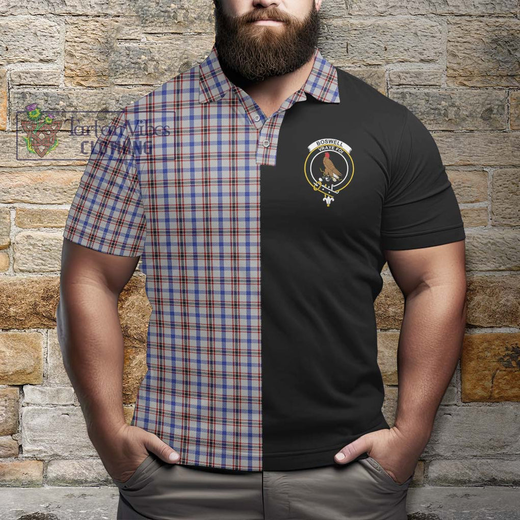 Boswell Tartan Polo Shirt with Family Crest and Half Of Me Style - Tartanvibesclothing Shop