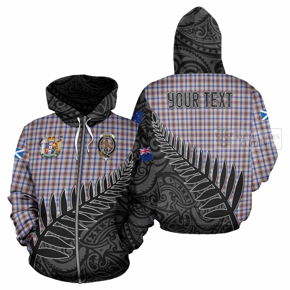 Tartan Vibes Clothing Boswell Crest Tartan Hoodie with New Zealand Silver Fern Half Style