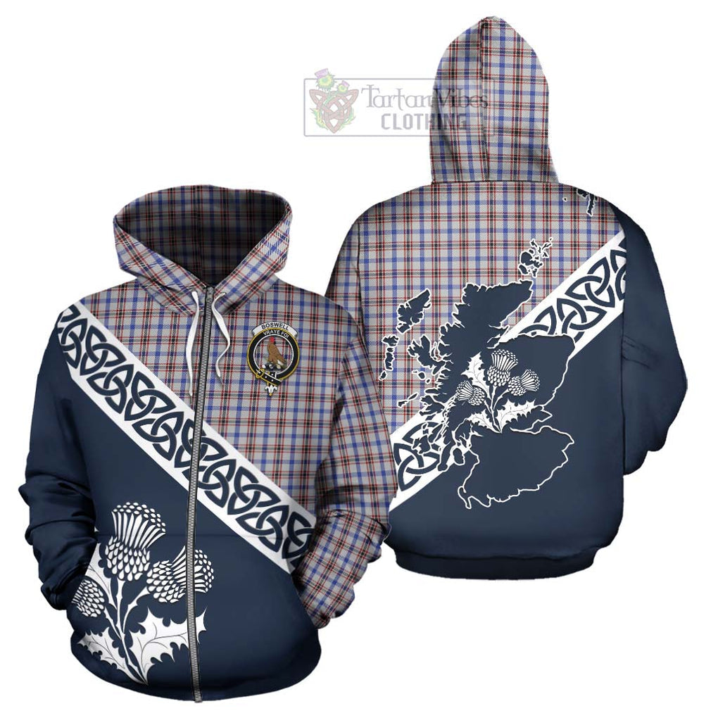 Tartan Vibes Clothing Boswell Tartan Hoodie Featuring Thistle and Scotland Map