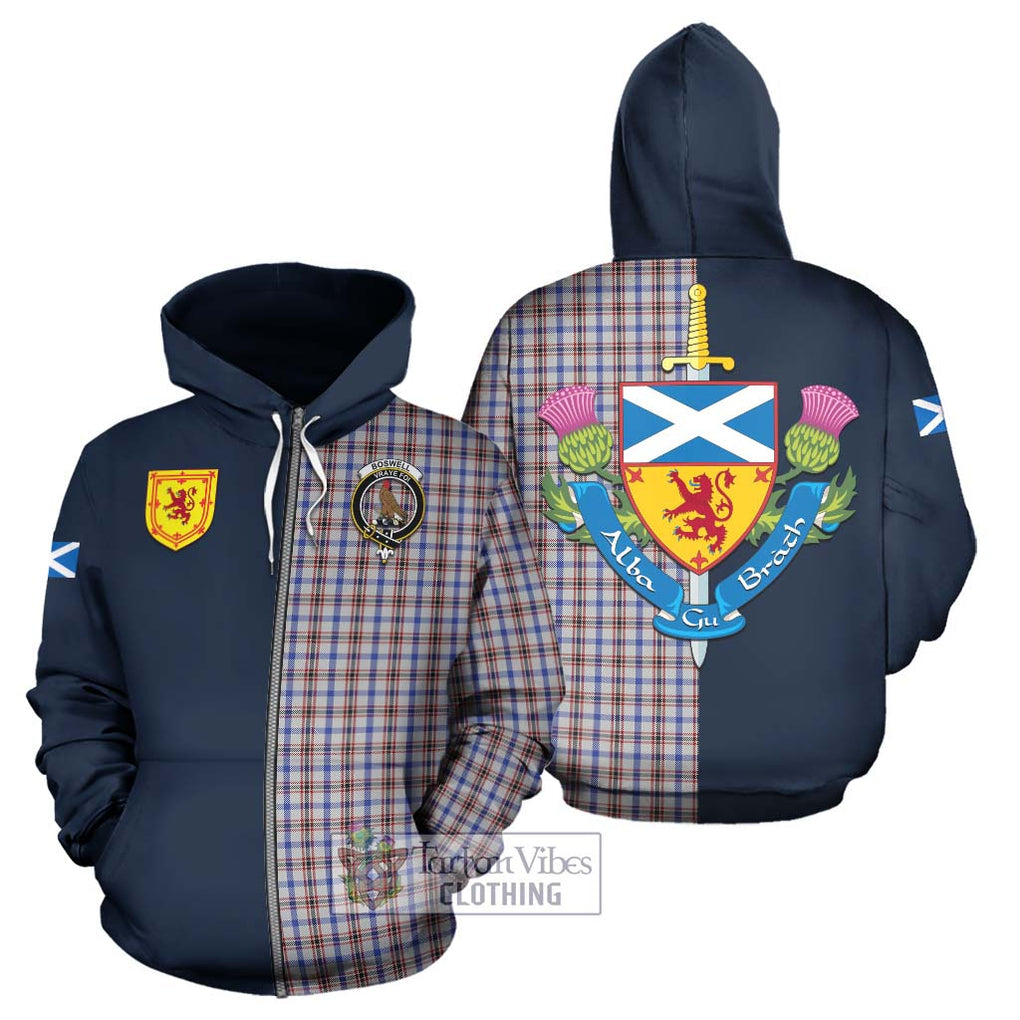 Tartan Vibes Clothing Boswell Tartan Hoodie with Scottish Lion Royal Arm Half Style