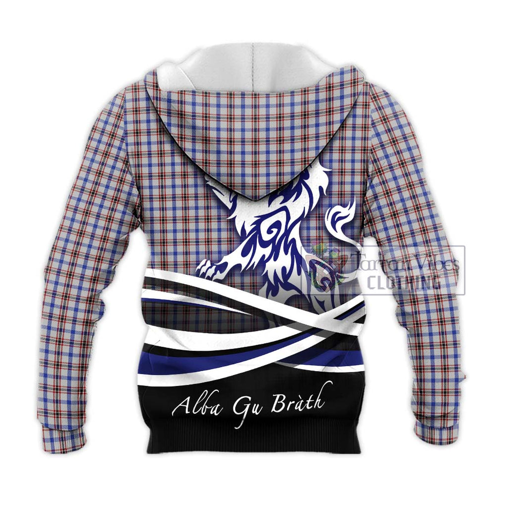 Boswell Tartan Knitted Hoodie with Alba Gu Brath Regal Lion Emblem - Tartanvibesclothing Shop