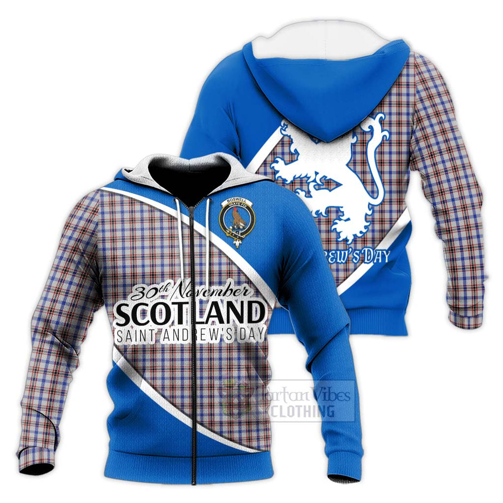 Tartan Vibes Clothing Boswell Family Crest Tartan Knitted Hoodie Celebrate Saint Andrew's Day in Style