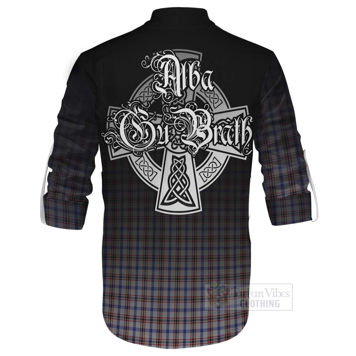 Tartan Vibes Clothing Boswell Tartan Ghillie Kilt Shirt Featuring Alba Gu Brath Family Crest Celtic Inspired