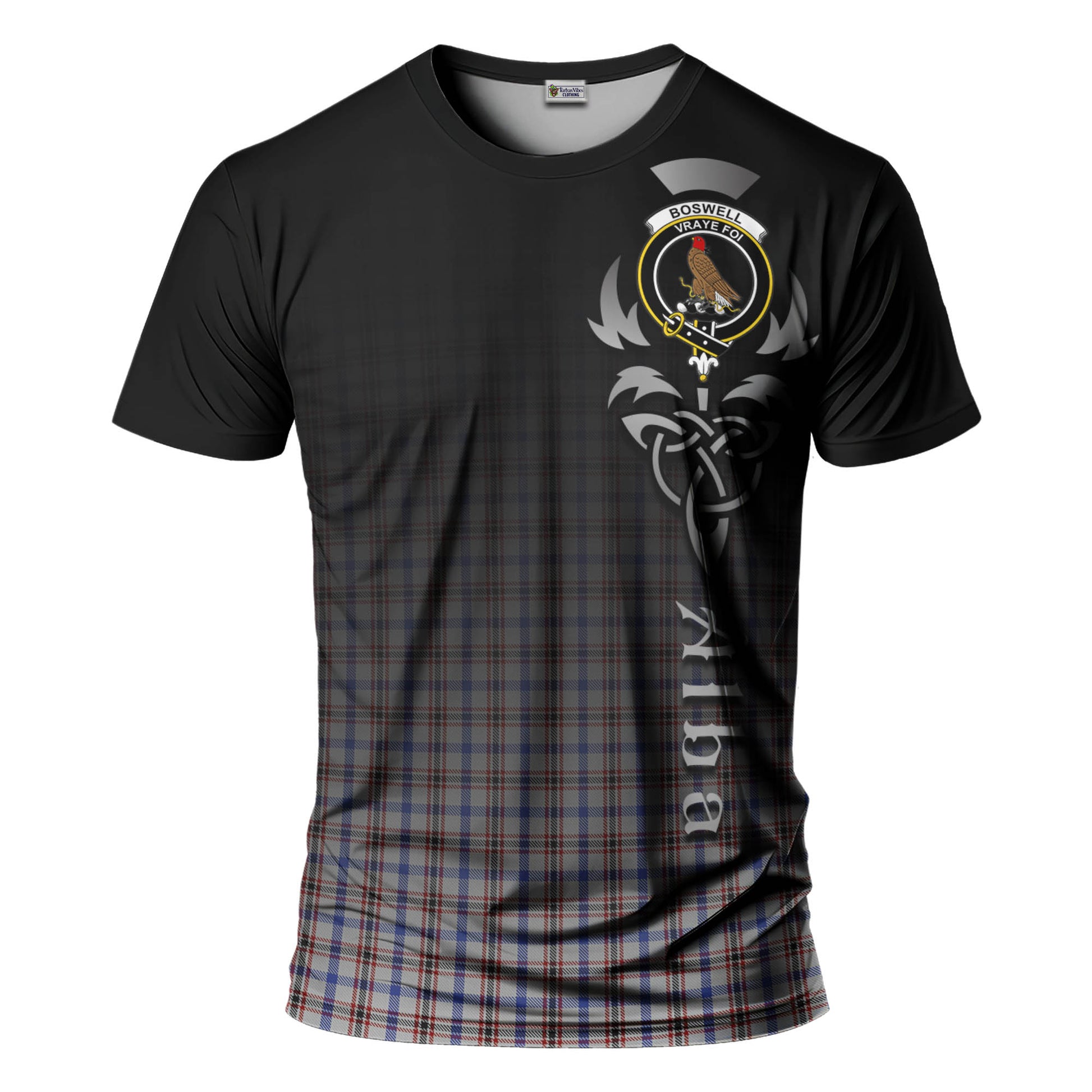 Tartan Vibes Clothing Boswell Tartan T-Shirt Featuring Alba Gu Brath Family Crest Celtic Inspired