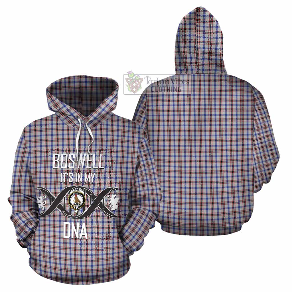 Tartan Vibes Clothing Boswell Tartan Cotton Hoodie with Family Crest DNA In Me Style