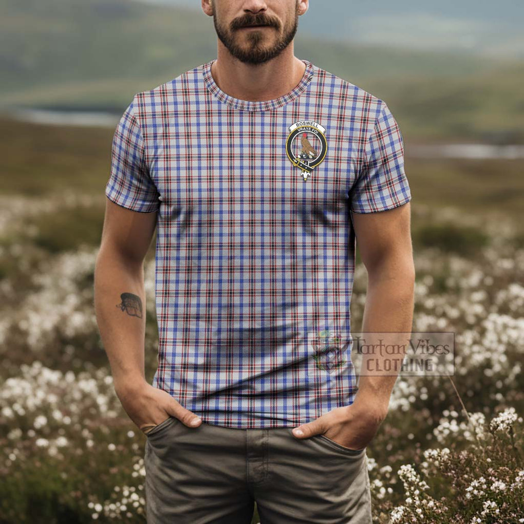 Tartan Vibes Clothing Boswell Tartan T-Shirt with Family Crest and Bearded Skull Holding Bottles of Whiskey