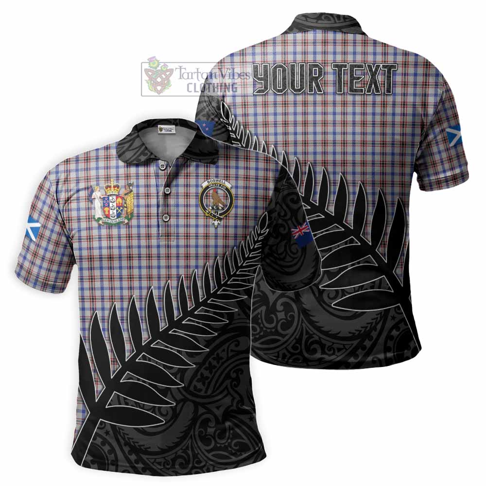 Boswell Crest Tartan Polo Shirt with New Zealand Silver Fern Half Style