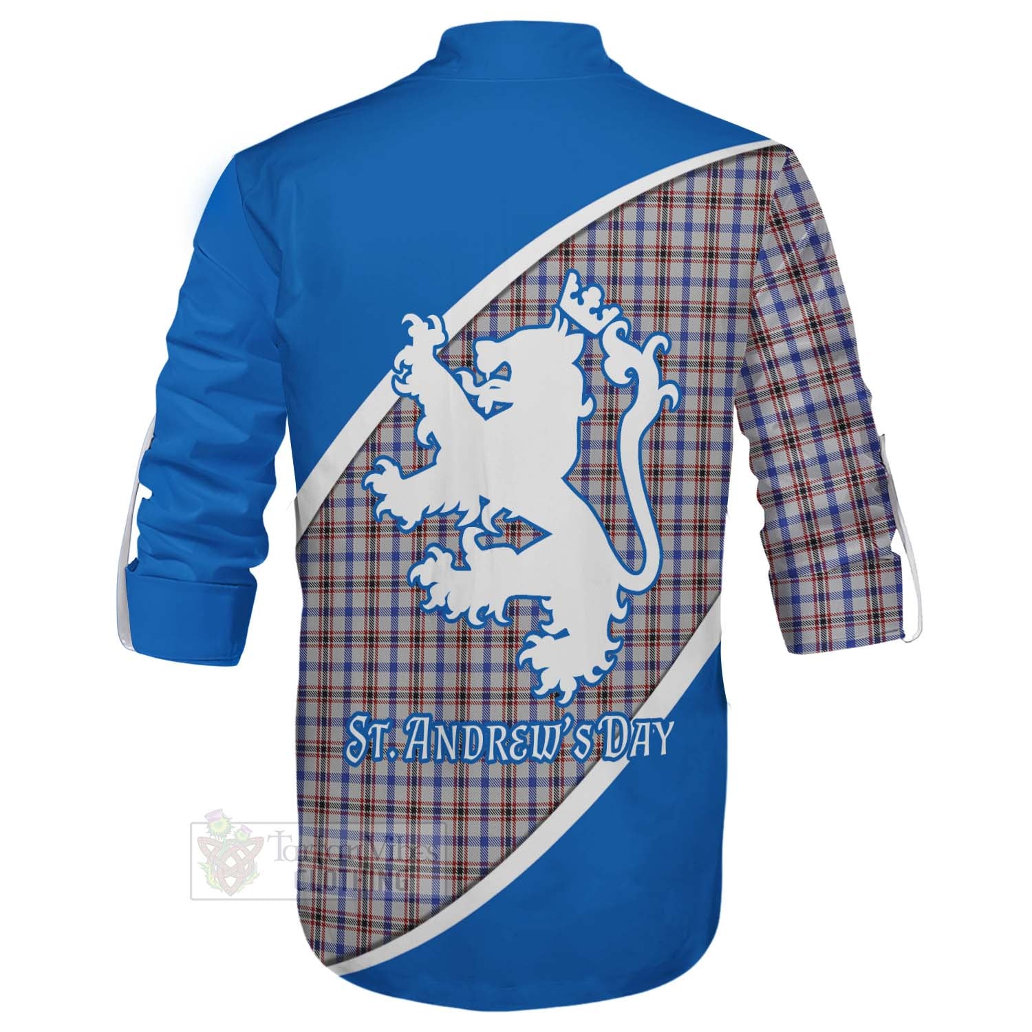 Tartan Vibes Clothing Boswell Family Crest Tartan Ghillie Kilt Shirt Celebrate Saint Andrew's Day in Style