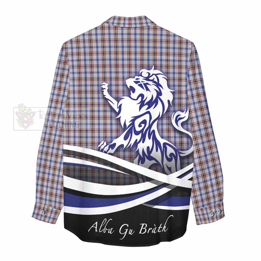 Tartan Vibes Clothing Boswell Tartan Women's Casual Shirt with Alba Gu Brath Regal Lion Emblem