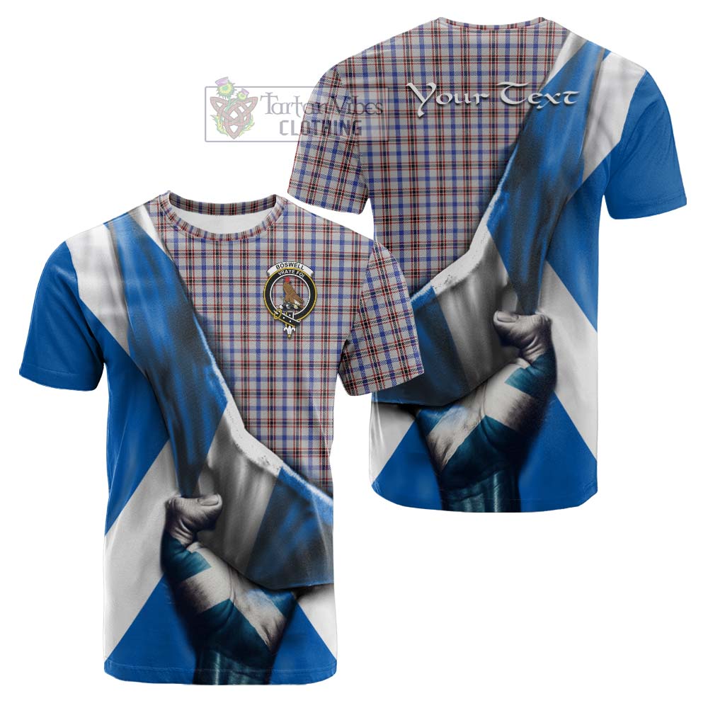 Tartan Vibes Clothing Boswell Tartan Cotton T-shirt with Family Crest Scotland Patriotic Style