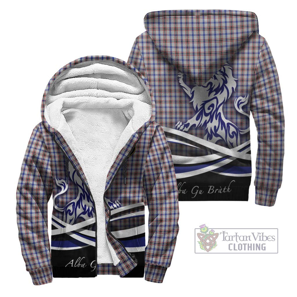 Boswell Tartan Sherpa Hoodie with Alba Gu Brath Regal Lion Emblem Unisex - Tartanvibesclothing Shop