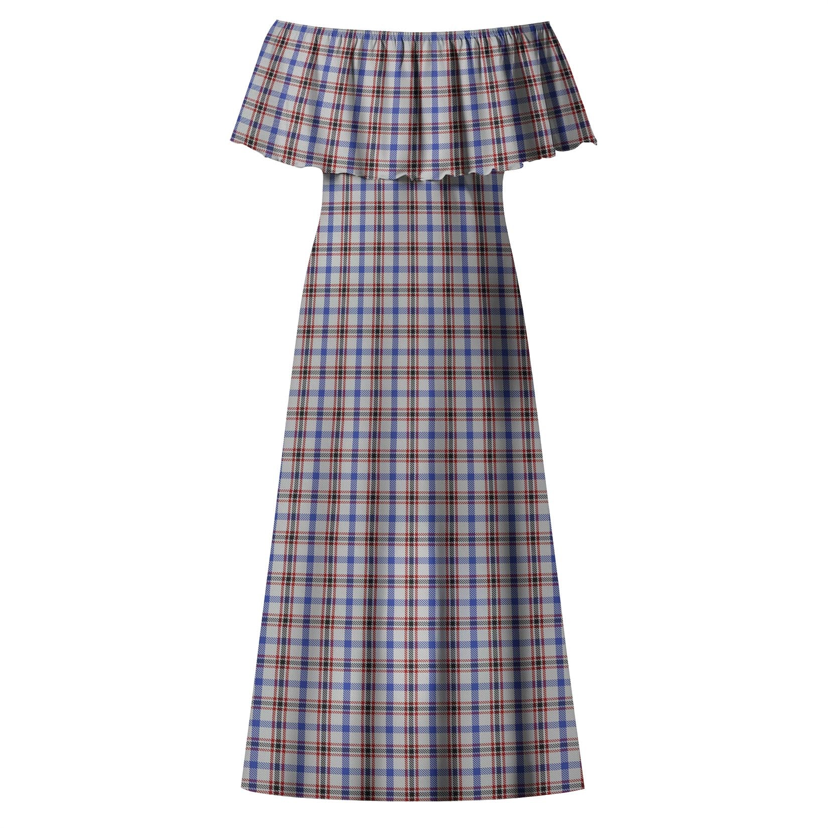 Boswell Tartan Off Shoulder Long Dress - Tartanvibesclothing