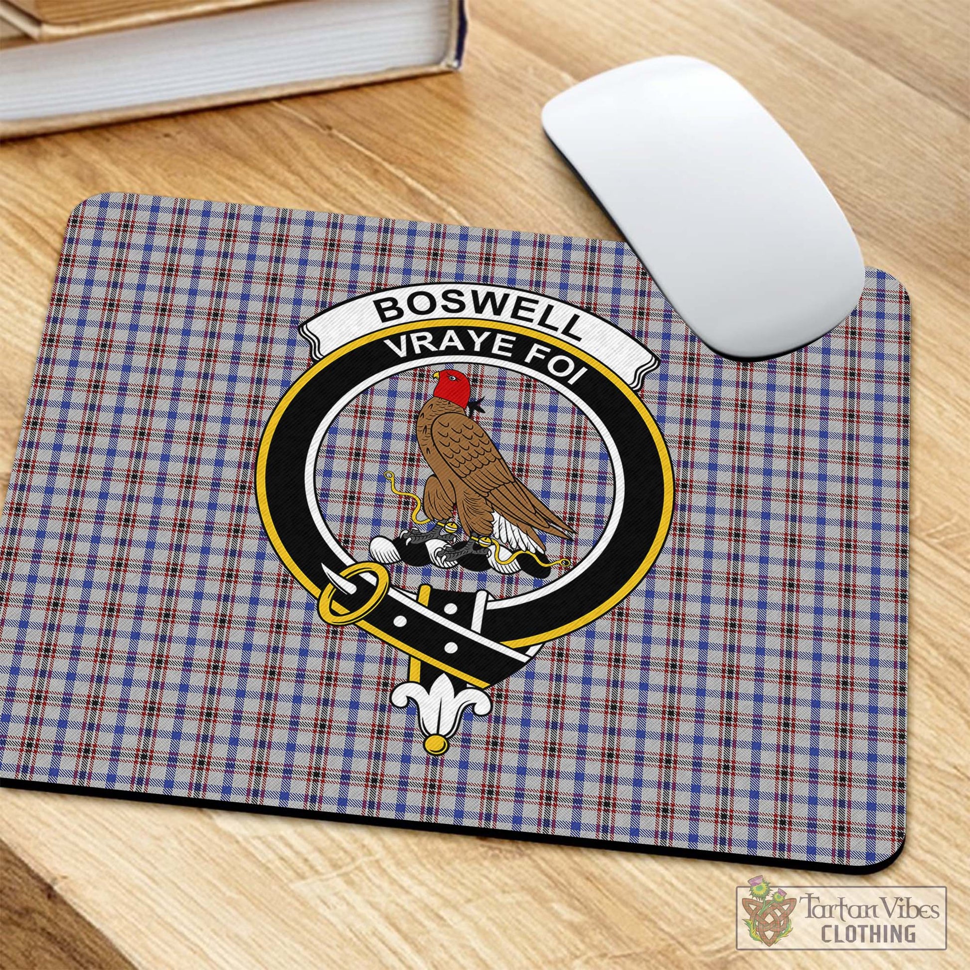 Tartan Vibes Clothing Boswell Tartan Mouse Pad with Family Crest