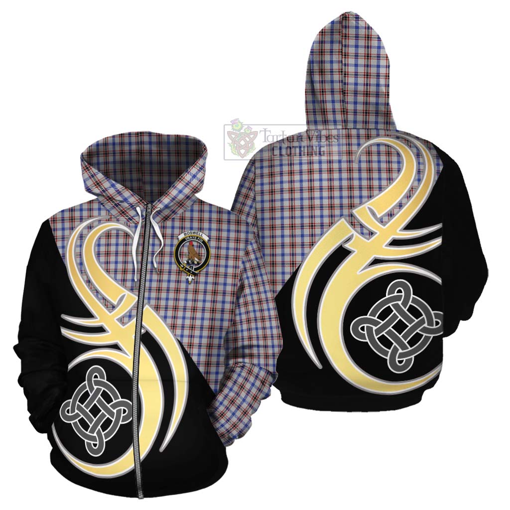 Tartan Vibes Clothing Boswell Tartan Cotton Hoodie with Family Crest and Celtic Symbol Style