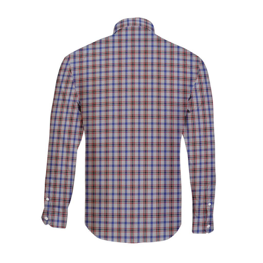 Boswell Tartan Long Sleeve Button Up Shirt with Family Crest - Tartanvibesclothing