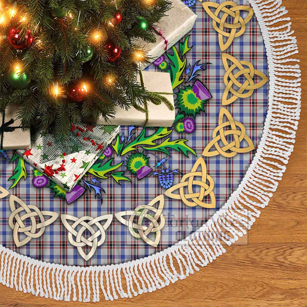 Tartan Vibes Clothing Boswell Tartan Christmas Tree Skirt with Thistle Celtic Knot Style