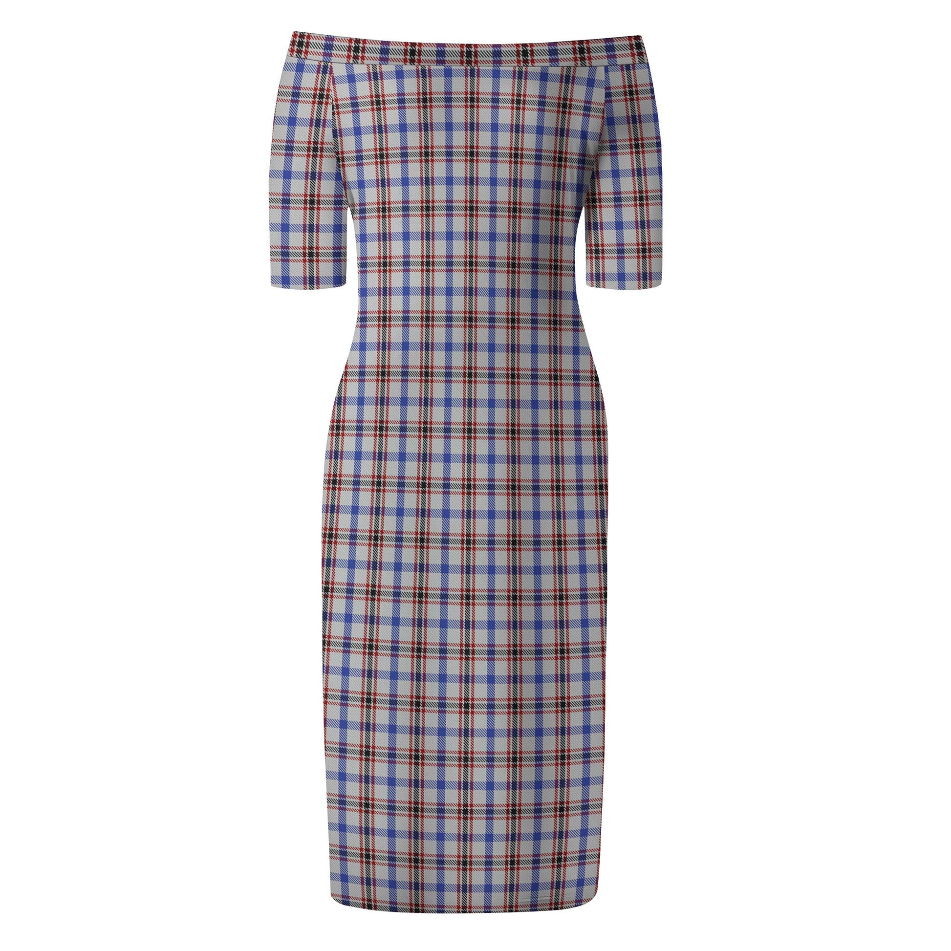 Boswell Tartan Off Shoulder Lady Dress - Tartanvibesclothing