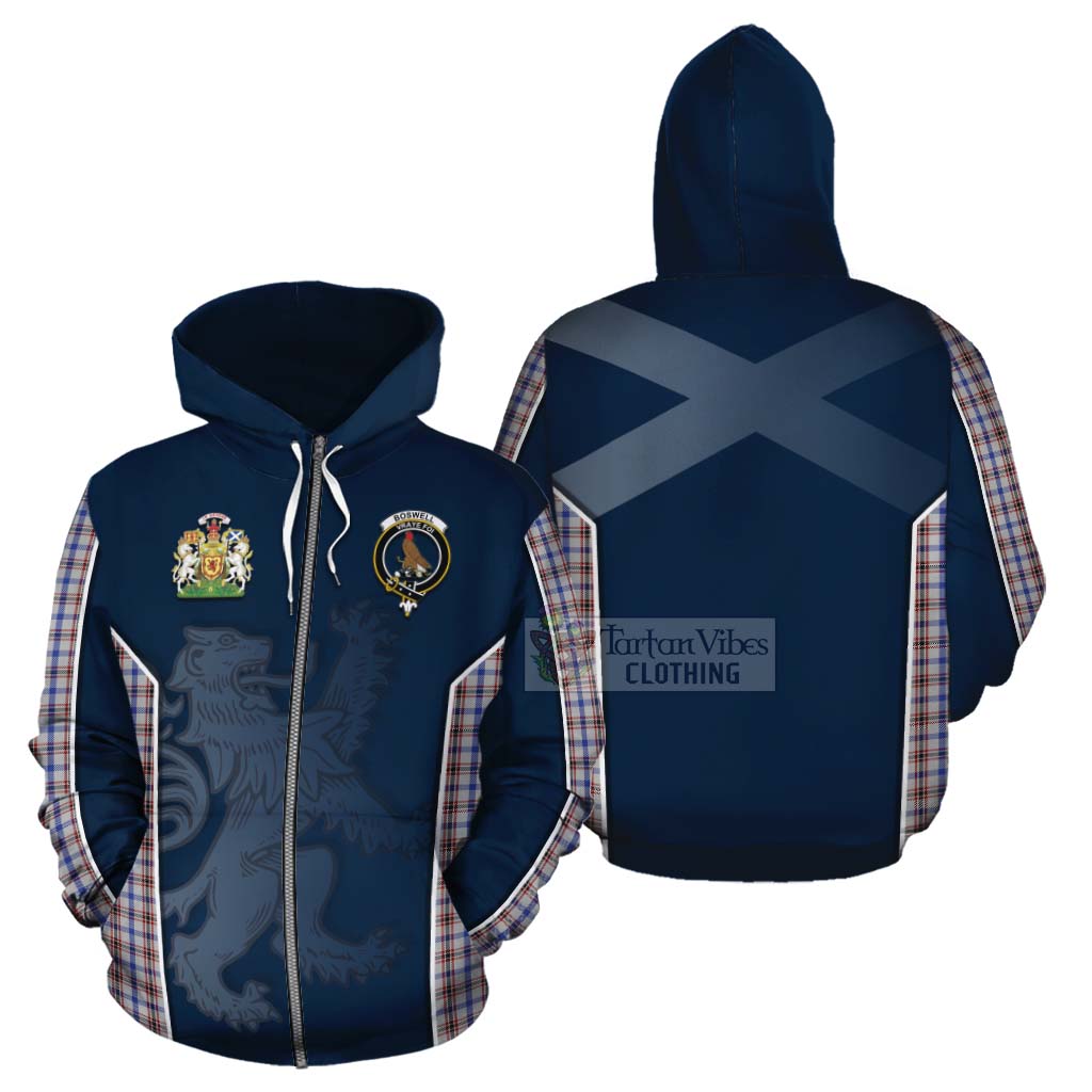 Tartan Vibes Clothing Boswell Tartan Cotton Hoodie with Family Crest and Lion Rampant Vibes Sport Style