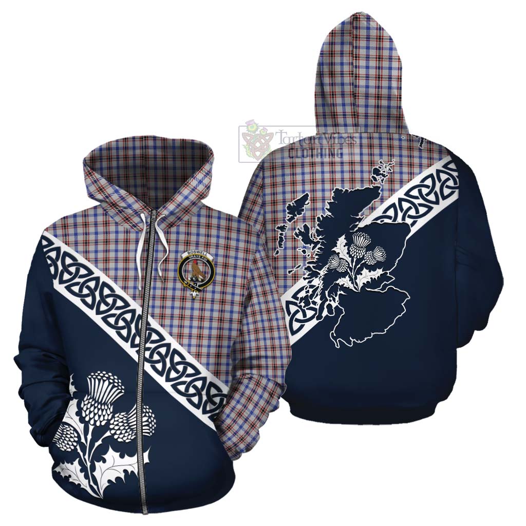 Tartan Vibes Clothing Boswell Tartan Cotton Hoodie Featuring Thistle and Scotland Map