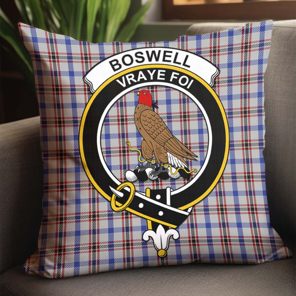 Boswell Tartan Pillow Cover with Family Crest - Tartanvibesclothing