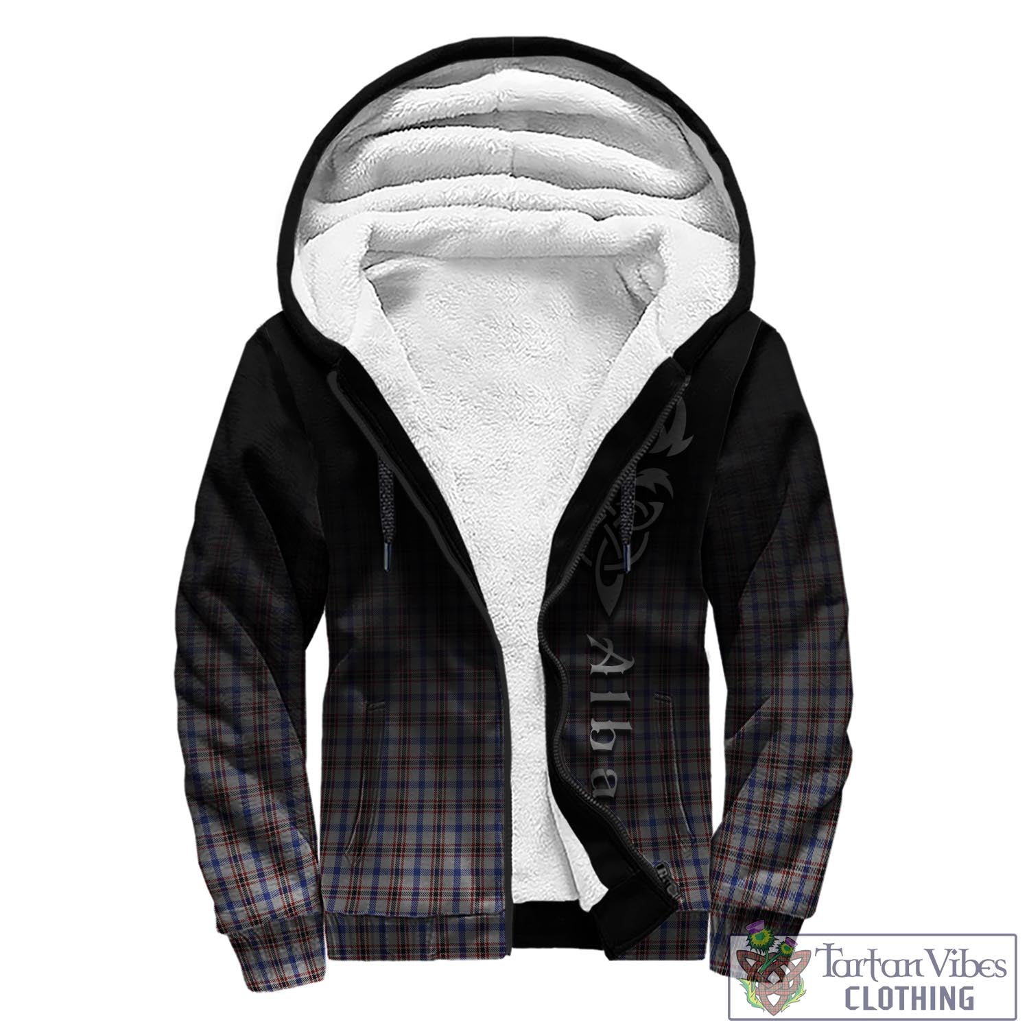 Tartan Vibes Clothing Boswell Tartan Sherpa Hoodie Featuring Alba Gu Brath Family Crest Celtic Inspired