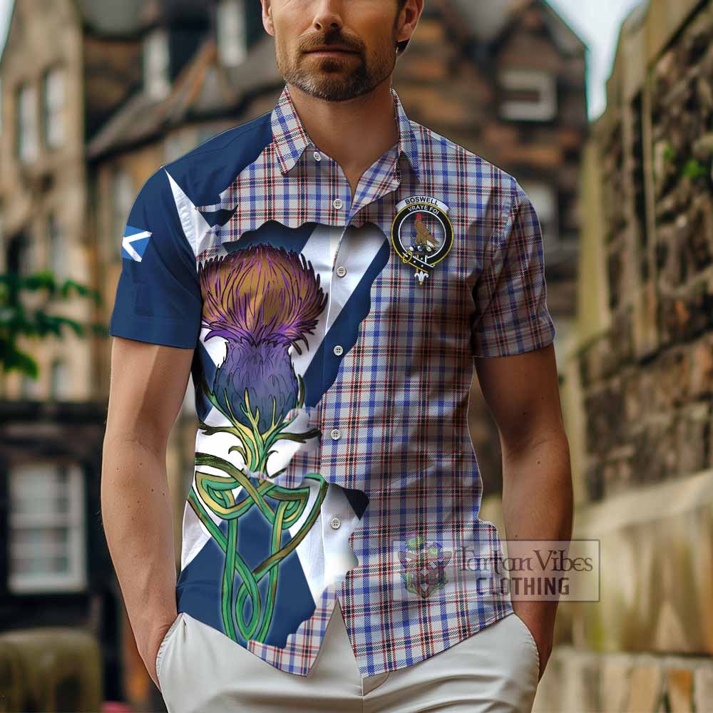 Boswell Tartan Family Crest Hawaiian Shirt Scottish Thistle Celtic Inspired - Tartan Vibes Clothing