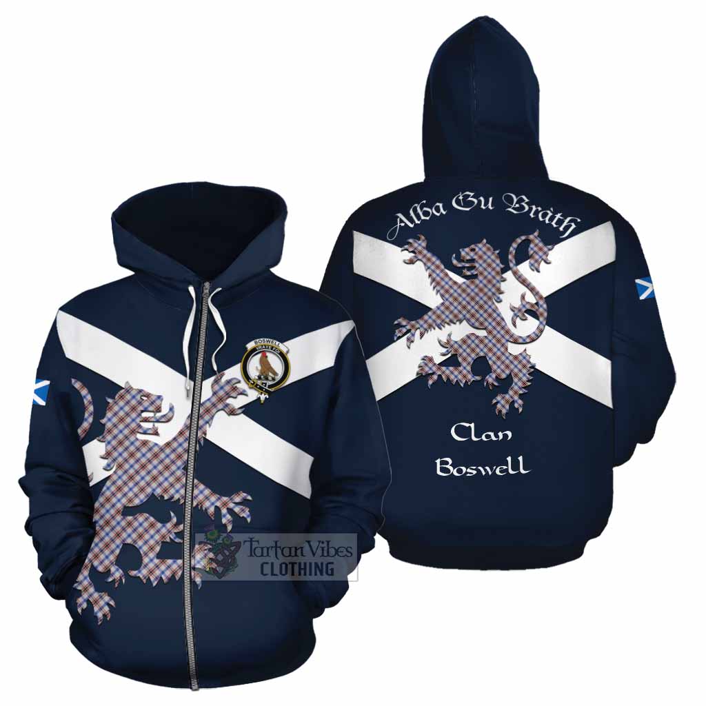 Tartan Vibes Clothing Boswell Tartan Lion Rampant Cotton Hoodie Proudly Display Your Heritage with Alba Gu Brath and Clan Name