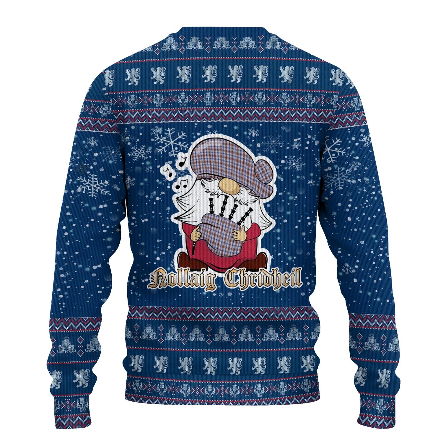 Boswell Clan Christmas Family Knitted Sweater with Funny Gnome Playing Bagpipes - Tartanvibesclothing