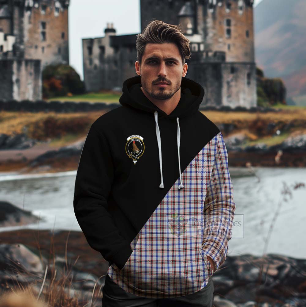 Tartan Vibes Clothing Boswell Tartan Cotton Hoodie with Family Crest and Military Logo Style