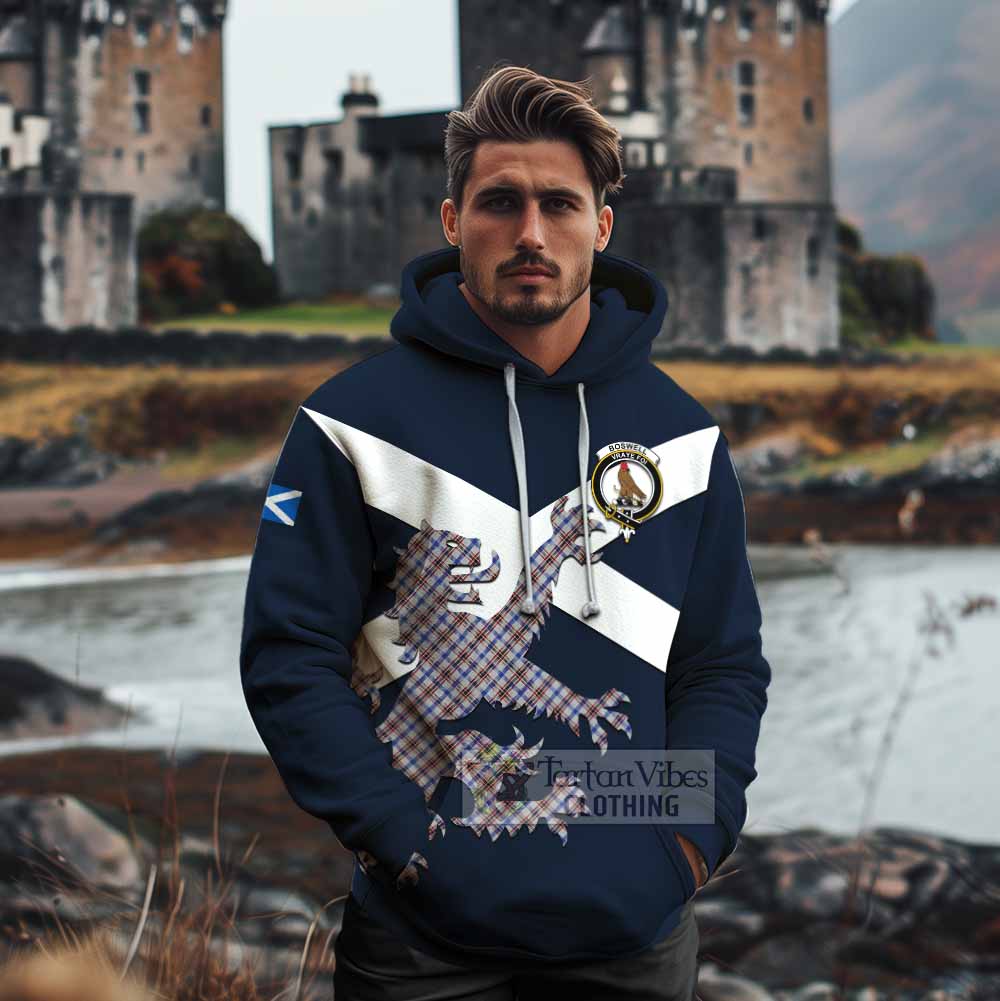 Tartan Vibes Clothing Boswell Tartan Lion Rampant Cotton Hoodie Proudly Display Your Heritage with Alba Gu Brath and Clan Name