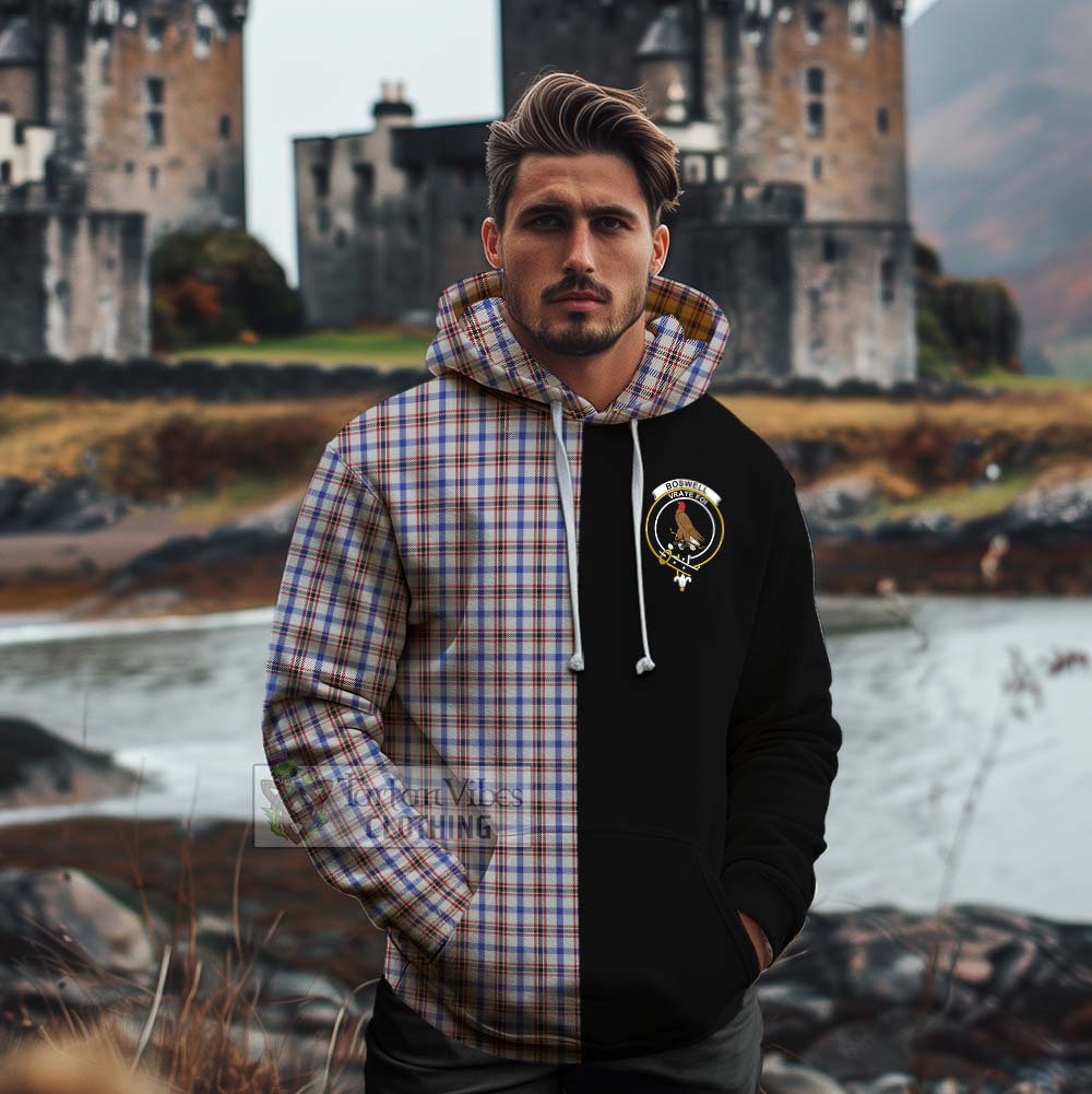 Tartan Vibes Clothing Boswell Tartan Cotton Hoodie with Family Crest and Half Of Me Style