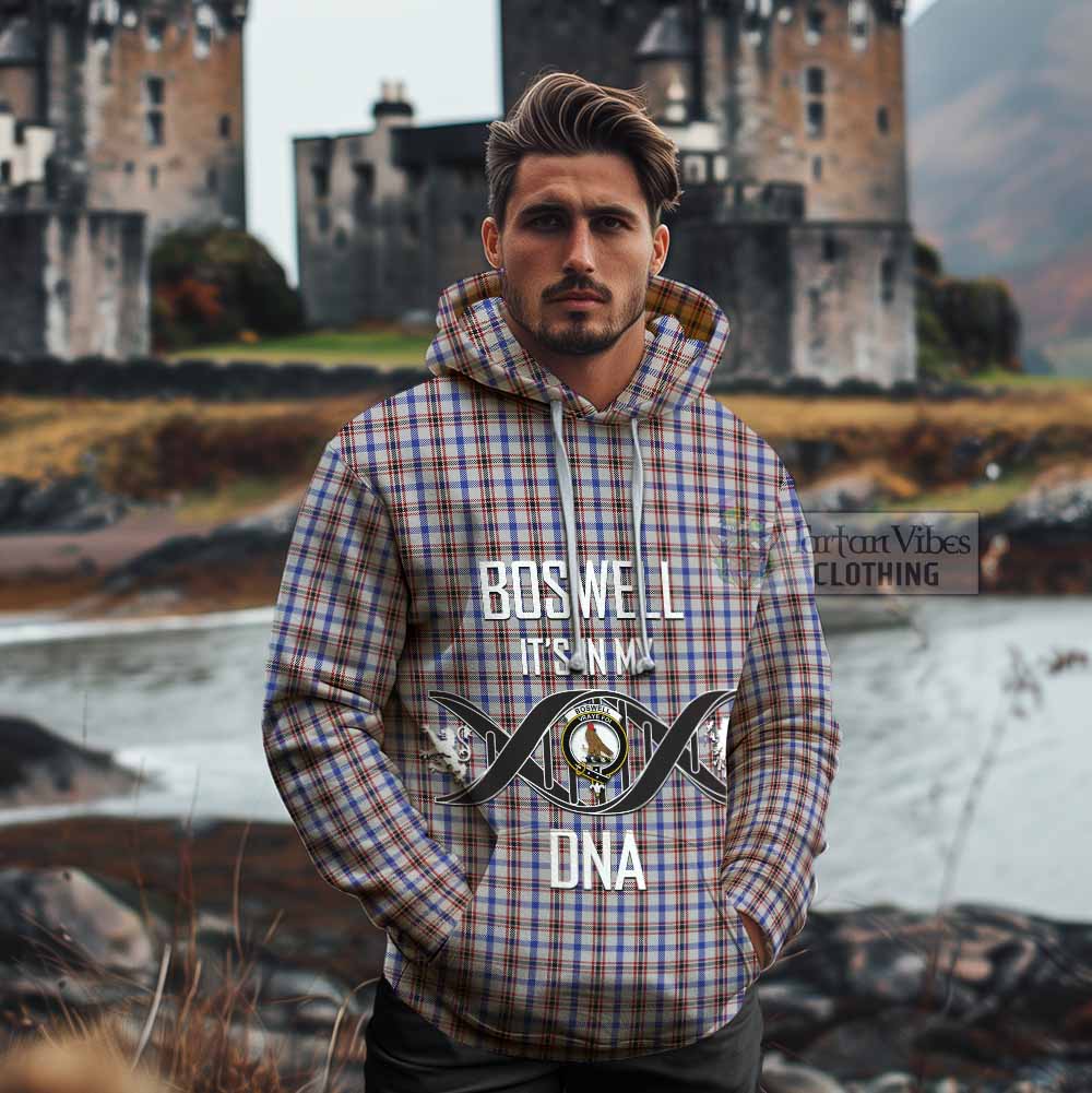 Tartan Vibes Clothing Boswell Tartan Cotton Hoodie with Family Crest DNA In Me Style