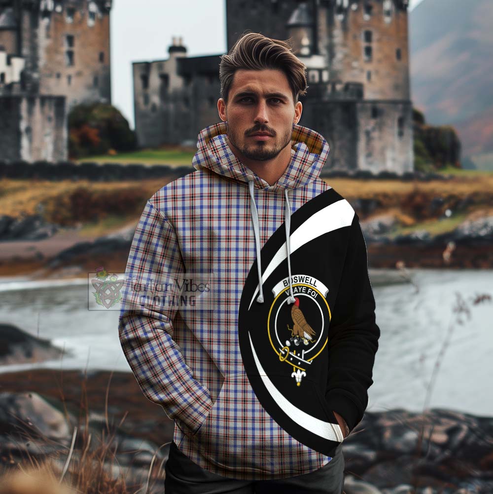 Tartan Vibes Clothing Boswell Tartan Cotton Hoodie with Family Crest Circle Style