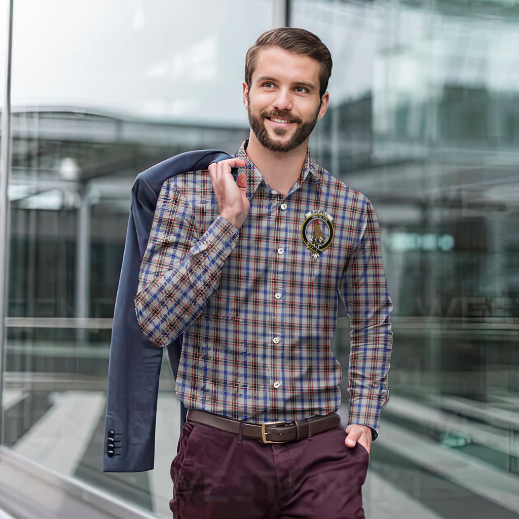 Boswell Tartan Long Sleeve Button Up Shirt with Family Crest - Tartanvibesclothing