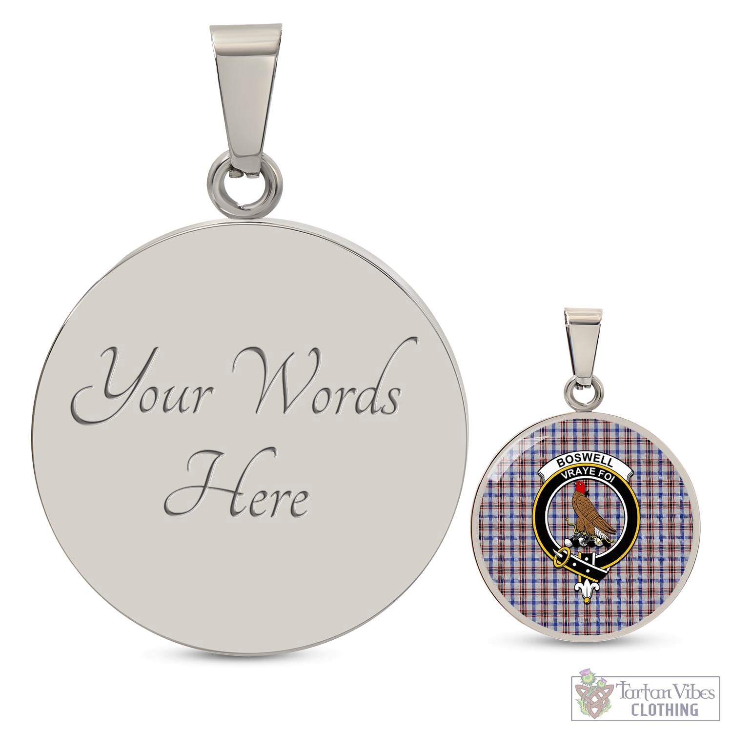 Tartan Vibes Clothing Boswell Tartan Circle Necklace with Family Crest