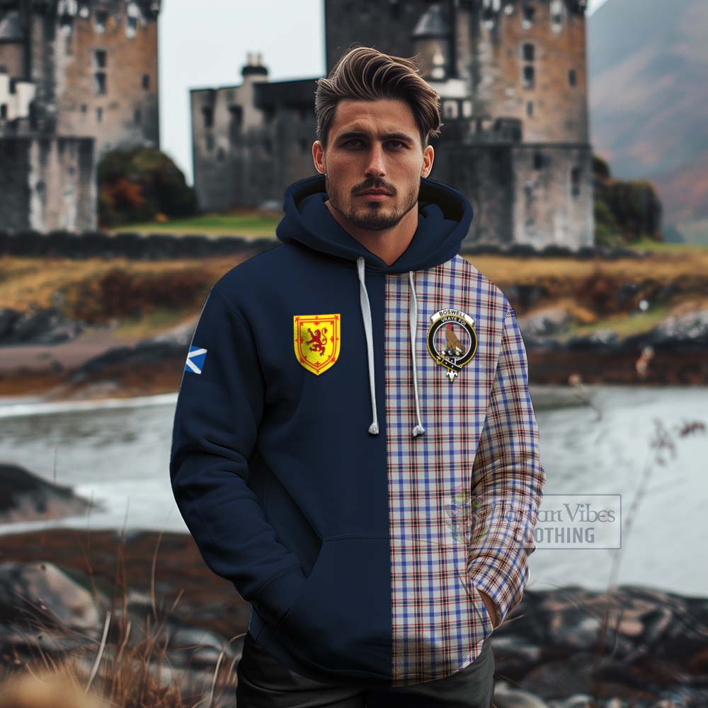 Tartan Vibes Clothing Boswell Tartan Cotton Hoodie Alba with Scottish Lion Royal Arm Half Style