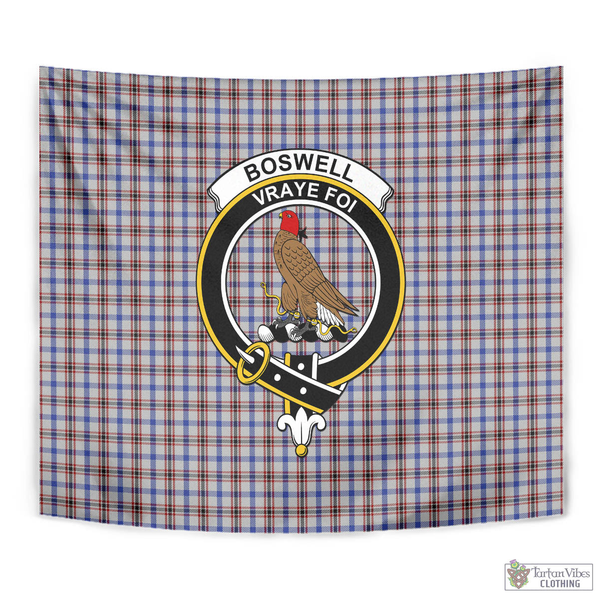 Tartan Vibes Clothing Boswell Tartan Tapestry Wall Hanging and Home Decor for Room with Family Crest