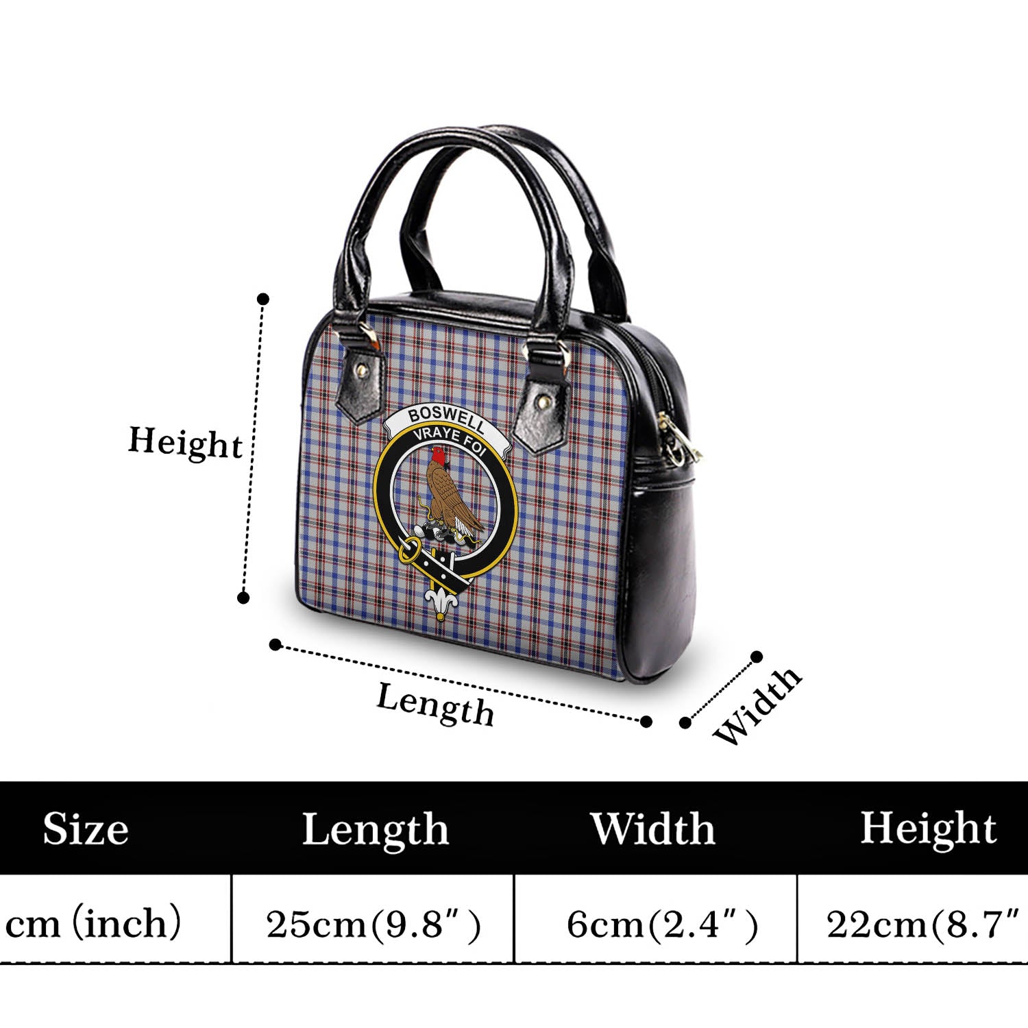 Boswell Tartan Shoulder Handbags with Family Crest - Tartanvibesclothing