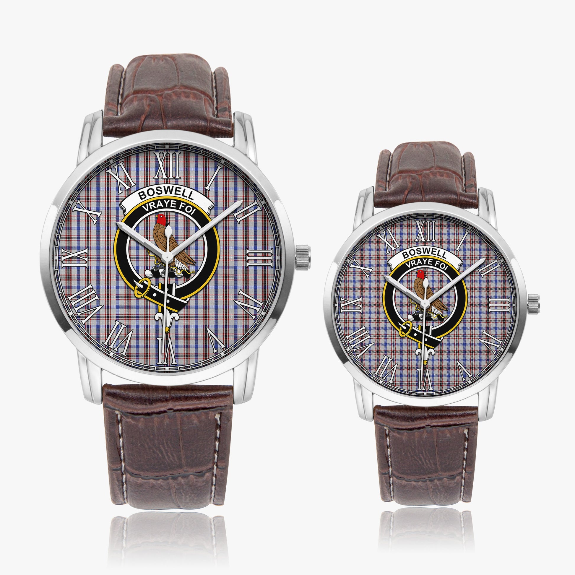 Boswell Tartan Family Crest Leather Strap Quartz Watch - Tartanvibesclothing