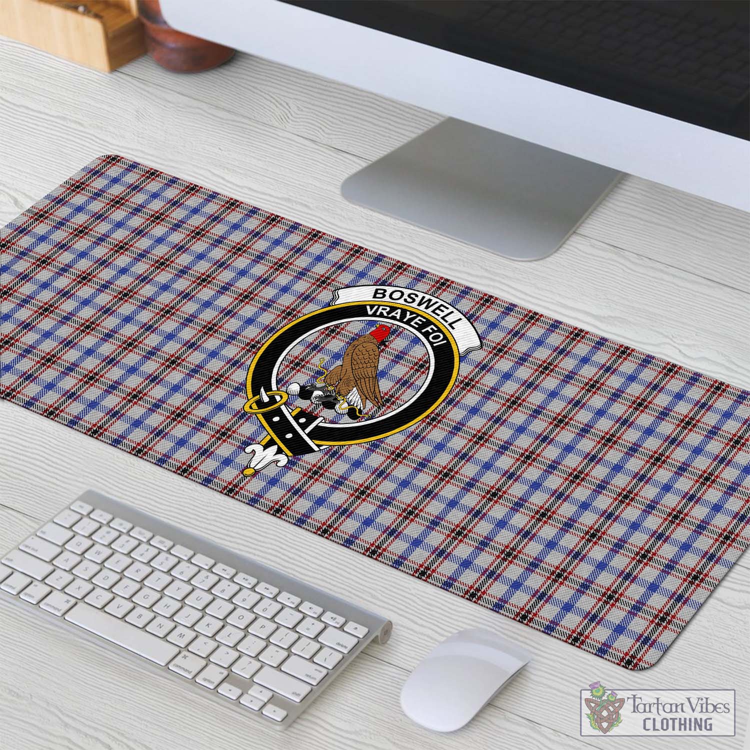 Tartan Vibes Clothing Boswell Tartan Mouse Pad with Family Crest