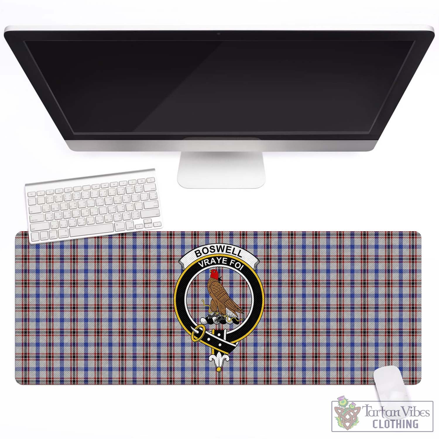 Tartan Vibes Clothing Boswell Tartan Mouse Pad with Family Crest