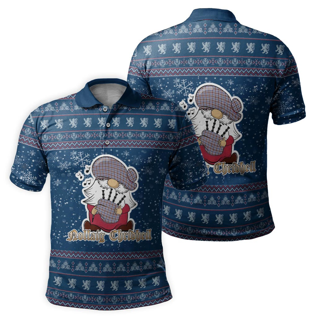 Boswell Clan Christmas Family Polo Shirt with Funny Gnome Playing Bagpipes Men's Polo Shirt Blue - Tartanvibesclothing