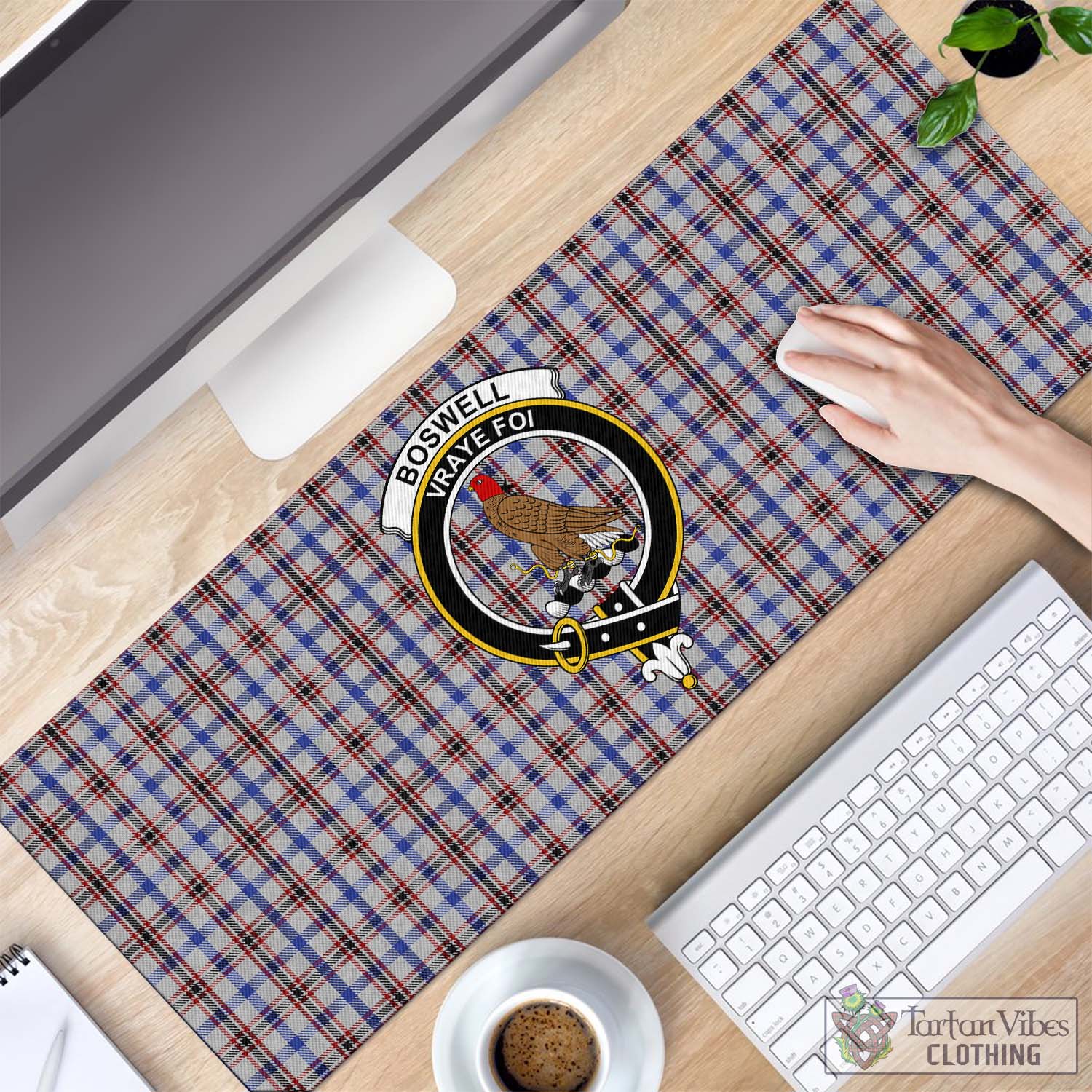 Tartan Vibes Clothing Boswell Tartan Mouse Pad with Family Crest