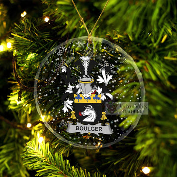 Boulger Irish Clan Christmas Glass Ornament with Coat of Arms