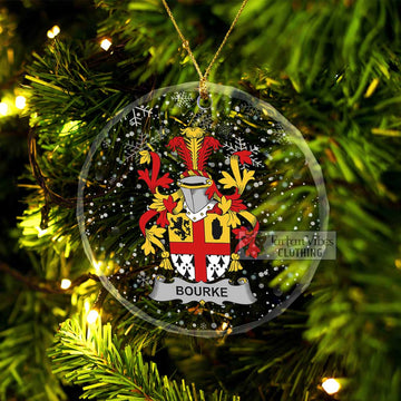 Bourke Irish Clan Christmas Glass Ornament with Coat of Arms